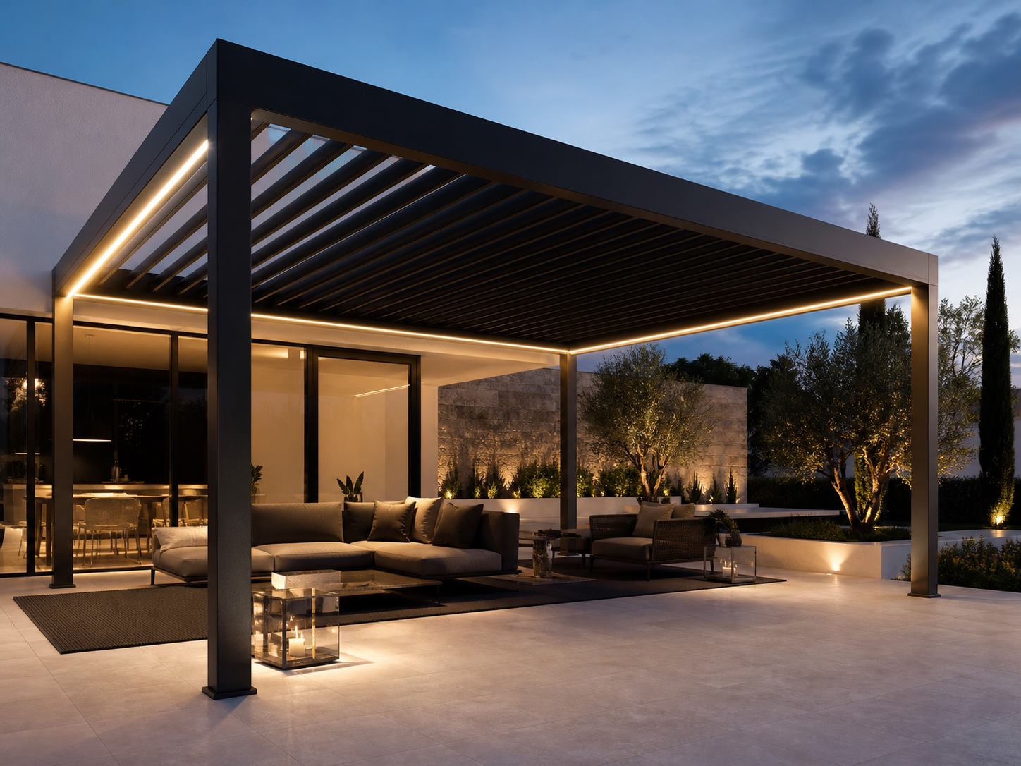 Motorlu pergola sistemi
